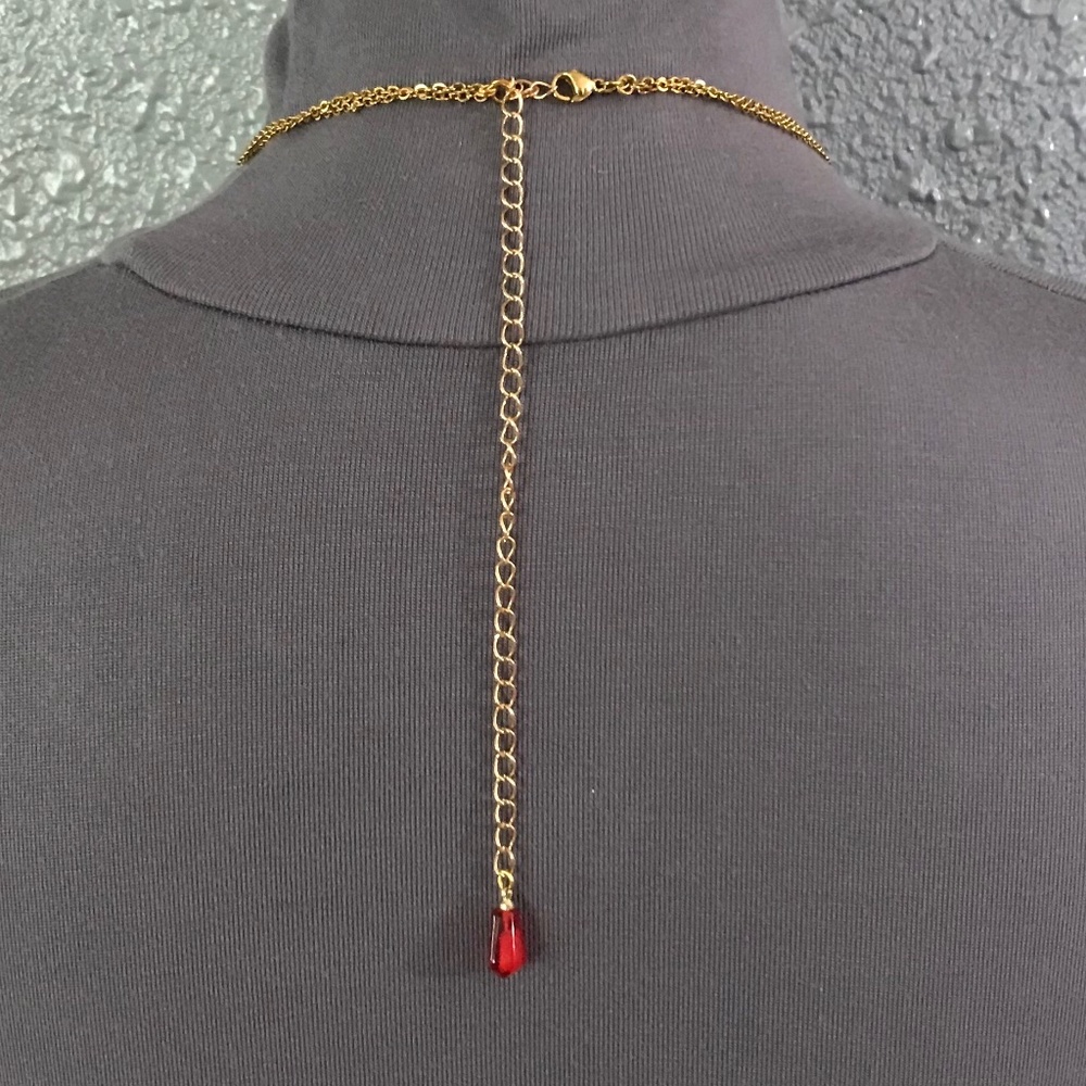 Persephone Greek Goddess Pomegranates and Seeds Handmade 2-Layer Gold Necklace - Picture 10 of 15